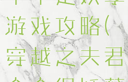 穿越之夫君个个是妖孽游戏攻略(穿越之夫君个个很妖孽)