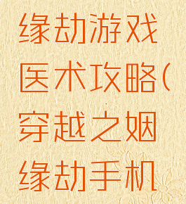 穿越之姻缘劫游戏医术攻略(穿越之姻缘劫手机版)