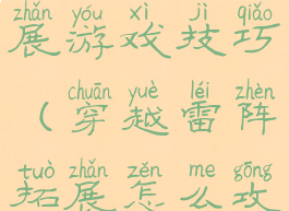 穿越雷阵拓展游戏技巧(穿越雷阵拓展怎么攻破)