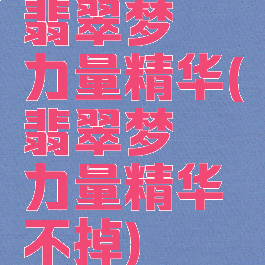 翡翠梦魇力量精华(翡翠梦魇力量精华不掉)