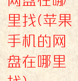 网盘在哪里找(苹果手机的网盘在哪里找)