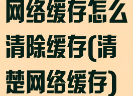 网络缓存怎么清除缓存(清楚网络缓存)