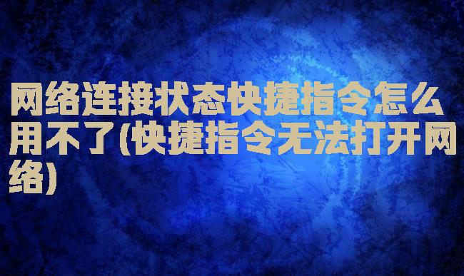 网络连接状态快捷指令怎么用不了(快捷指令无法打开网络)