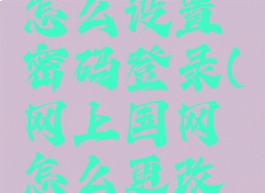 网上国网怎么设置密码登录(网上国网怎么更改密码)