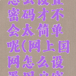 网上国网怎么设置密码才不会太简单呢(网上国网怎么设置用户密码)