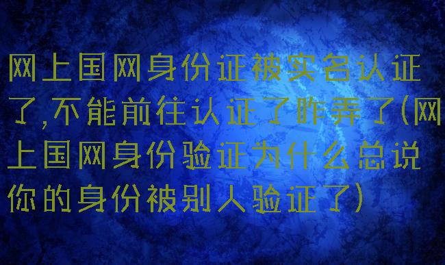 网上国网身份证被实名认证了,不能前往认证了咋弄了(网上国网身份验证为什么总说你的身份被别人验证了)