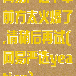 网易严选下单前方太火爆了,请稍后再试(网易严选yeation)