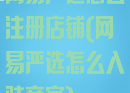 网易严选怎么注册店铺(网易严选怎么入驻商家)