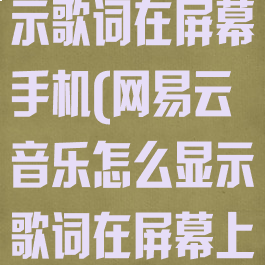 网易云如何显示歌词在屏幕手机(网易云音乐怎么显示歌词在屏幕上手机)