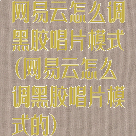 网易云怎么调黑胶唱片模式(网易云怎么调黑胶唱片模式的)