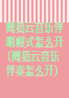网易云音乐伴唱模式怎么开(网易云音乐伴奏怎么开)