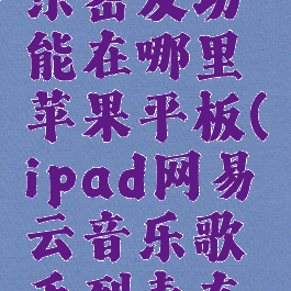 网易云音乐密友功能在哪里苹果平板(ipad网易云音乐歌手列表在哪)