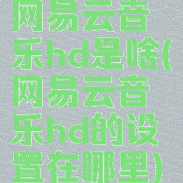 网易云音乐hd是啥(网易云音乐hd的设置在哪里)