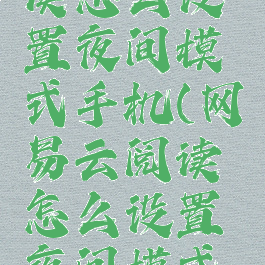 网易云阅读怎么设置夜间模式手机(网易云阅读怎么设置夜间模式手机桌面)