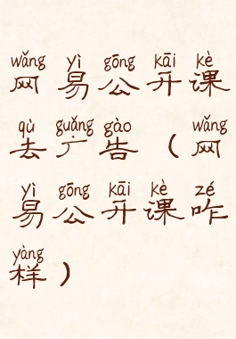 网易公开课去广告(网易公开课咋样)