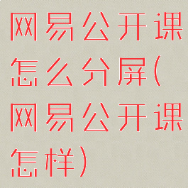网易公开课怎么分屏(网易公开课怎样)