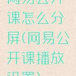 网易公开课怎么分屏(网易公开课播放设置)