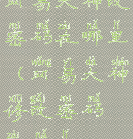 网易大神改密码在哪里(网易大神修改密码在哪里)