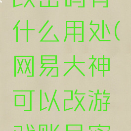 网易大神改密码有什么用处(网易大神可以改游戏账号密码吗)