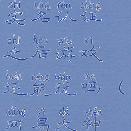 网易大神改实名认证之后游戏还能玩吗(网易大神账号实名)