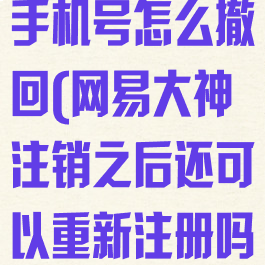 网易大神注销手机号怎么撤回(网易大神注销之后还可以重新注册吗)