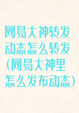 网易大神转发动态怎么转发(网易大神里怎么发布动态)