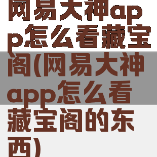 网易大神app怎么看藏宝阁(网易大神app怎么看藏宝阁的东西)