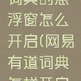 网易有道词典的悬浮窗怎么开启(网易有道词典怎样开启悬浮窗)