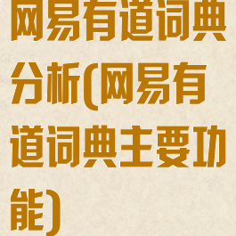 网易有道词典分析(网易有道词典主要功能)