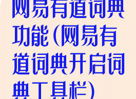 网易有道词典功能(网易有道词典开启词典工具栏)