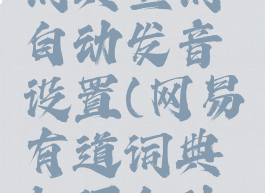 网易有道词典查词自动发音设置(网易有道词典如何自动取词)