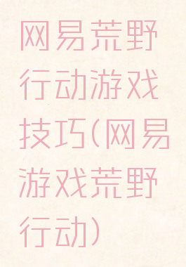 网易荒野行动游戏技巧(网易游戏荒野行动)