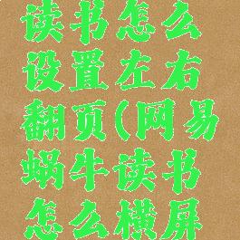 网易蜗牛读书怎么设置左右翻页(网易蜗牛读书怎么横屏旋转)