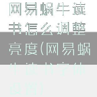 网易蜗牛读书怎么调整亮度(网易蜗牛读书字体设置)