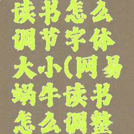 网易蜗牛读书怎么调节字体大小(网易蜗牛读书怎么调整亮度)