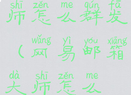 网易邮箱大师怎么群发(网易邮箱大师怎么群发文件)