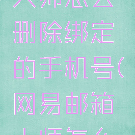 网易邮箱大师怎么删除绑定的手机号(网易邮箱大师怎么删掉账号)