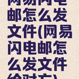 网易闪电邮怎么发文件(网易闪电邮怎么发文件给对方)