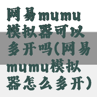网易mumu模拟器可以多开吗(网易mumu模拟器怎么多开)
