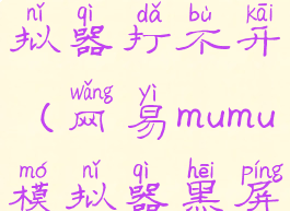 网易mumu模拟器打不开(网易mumu模拟器黑屏)