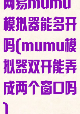 网易mumu模拟器能多开吗(mumu模拟器双开能弄成两个窗口吗)
