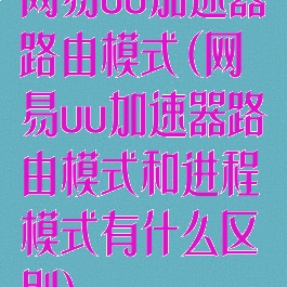 网易uu加速器路由模式(网易uu加速器路由模式和进程模式有什么区别)