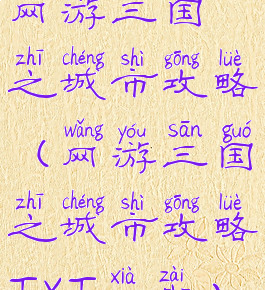 网游三国之城市攻略(网游三国之城市攻略TXT下载)