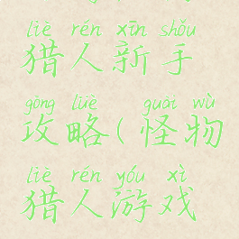 网游怪物猎人新手攻略(怪物猎人游戏攻略)