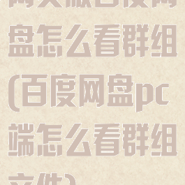 网页版百度网盘怎么看群组(百度网盘pc端怎么看群组文件)