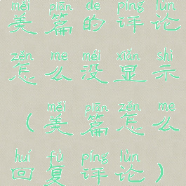 美篇的评论怎么没显示(美篇怎么回复评论)