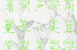 美篇怎么查看用户访问量呢(美篇怎样看到访问者)