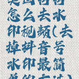 美图秀秀怎么去水印视频(去掉抖音号水印最简单的方法)