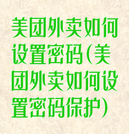 美团外卖如何设置密码(美团外卖如何设置密码保护)