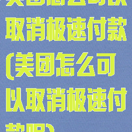 美团怎么可以取消极速付款(美团怎么可以取消极速付款呢)